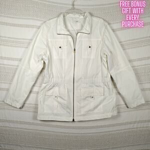 Lizgolf White 5 Pocket Jacket Removable Sleeves Lightweight Size L NEW